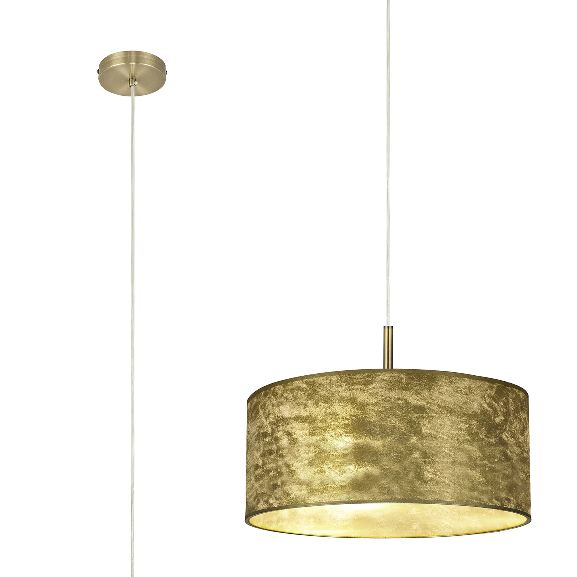 DK0835  Baymont 50cm 3 Light Pendant Antique Brass, Gold Leaf